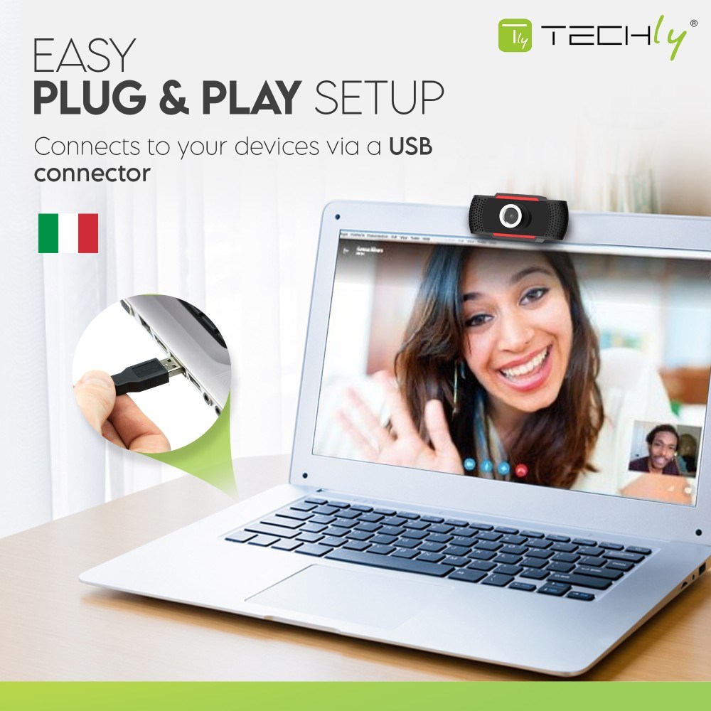 Webkamera Techly I-WEBCAM-60T, Full HD 1080p, USB 2.0, e zezë