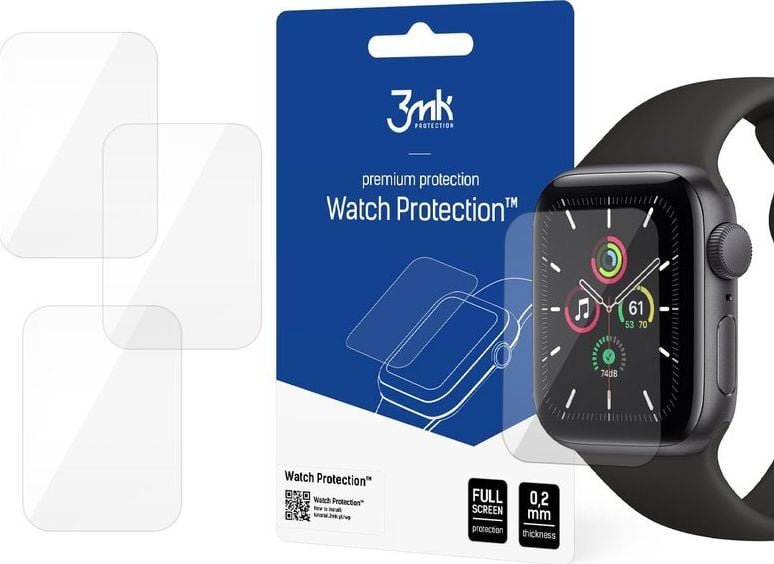 Folie mbrojtëse për orë 3MK Watch Protection, për Apple Watch SE 44mm, set 3 copë, transparente