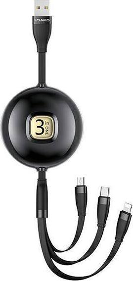 Kabllo USB Usams USA001133, USB A në Lightning, 1 m, e zezë