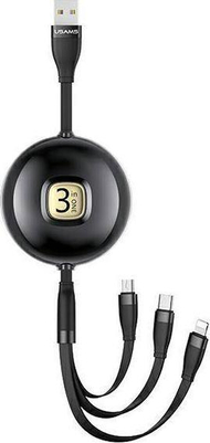 Kabllo USB Usams USA001133, USB A në Lightning, 1 m, e zezë