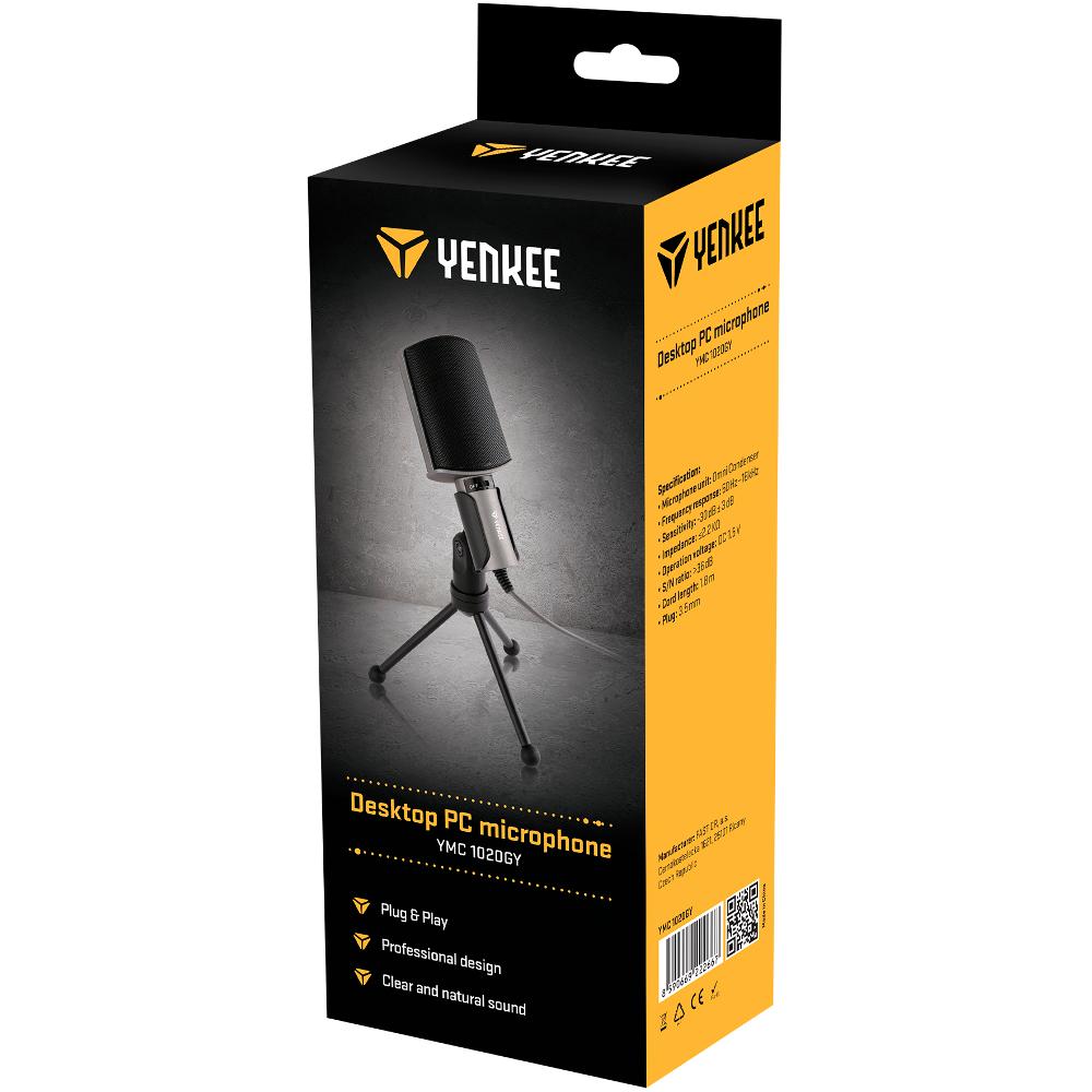 Mikrofon Yenkee YMC 1020GY - 3.5mm, e zezë