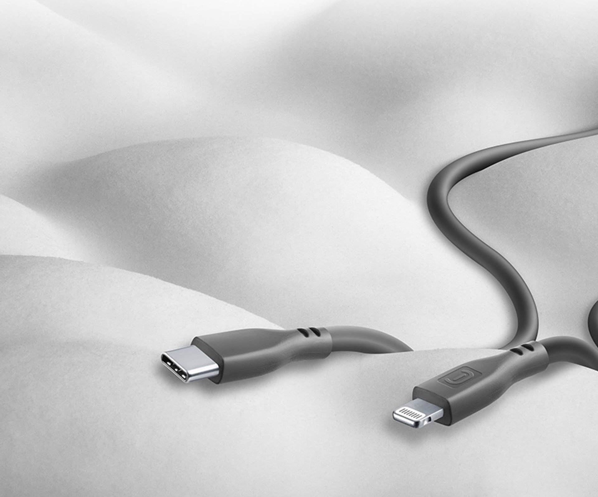 Kabllo karikimi Cellularline Soft, USB C në Lightning, MFi, e zezë