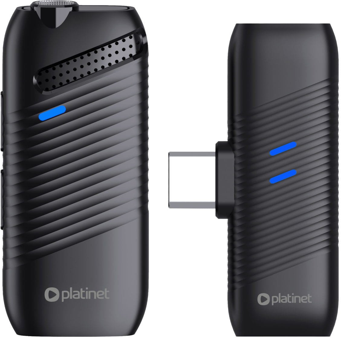 Mikrofon wireless lavalier Platinet 2 në 1, dy mikrofona, me kuti karikimi