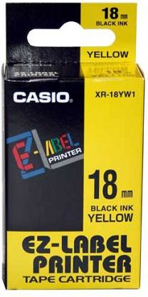 Shirit etiketime Casio XR-18YW1, 18mm, 8m, sfond i verdhë
