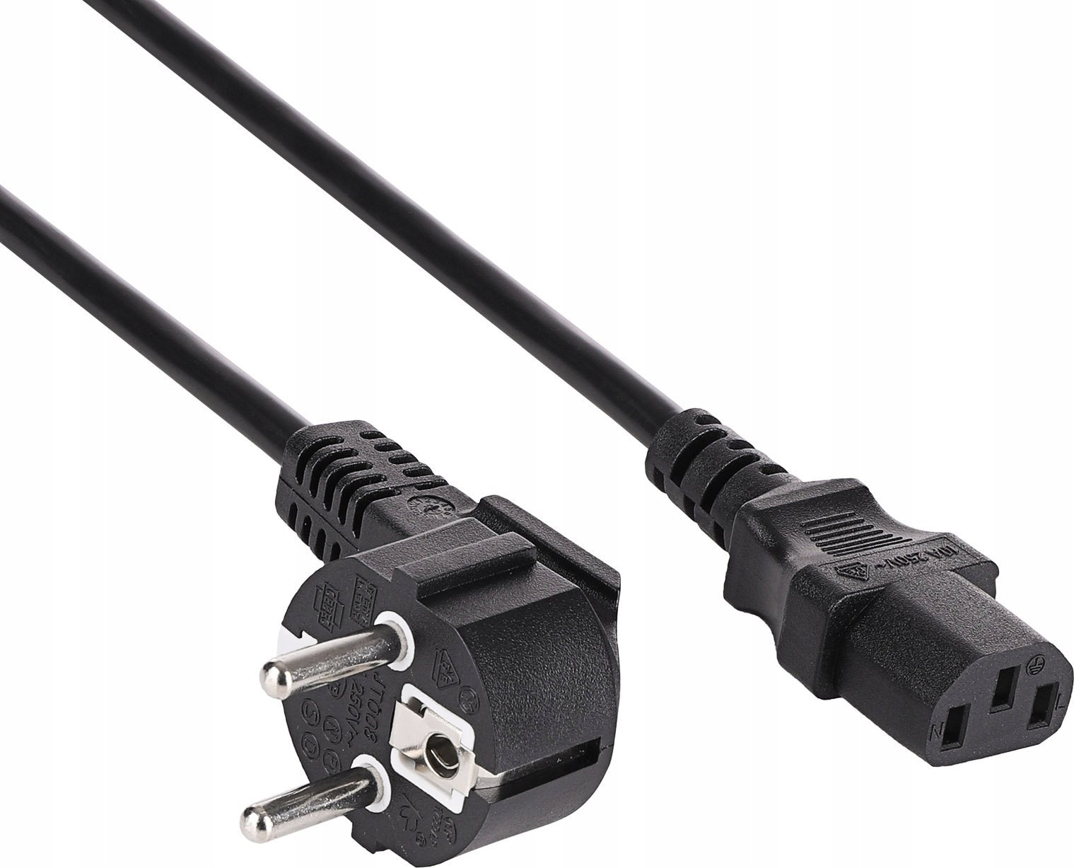 Кабел за струја Akyga AK PC 08C, 10 m, приклучок Шуко на IEC C13, црн