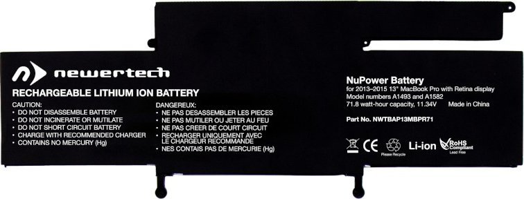 Bateri zëvendësuese OWC Newertech NuPower 72 W, për MacBook Pro 13" Retina 2013–2015, e zezë