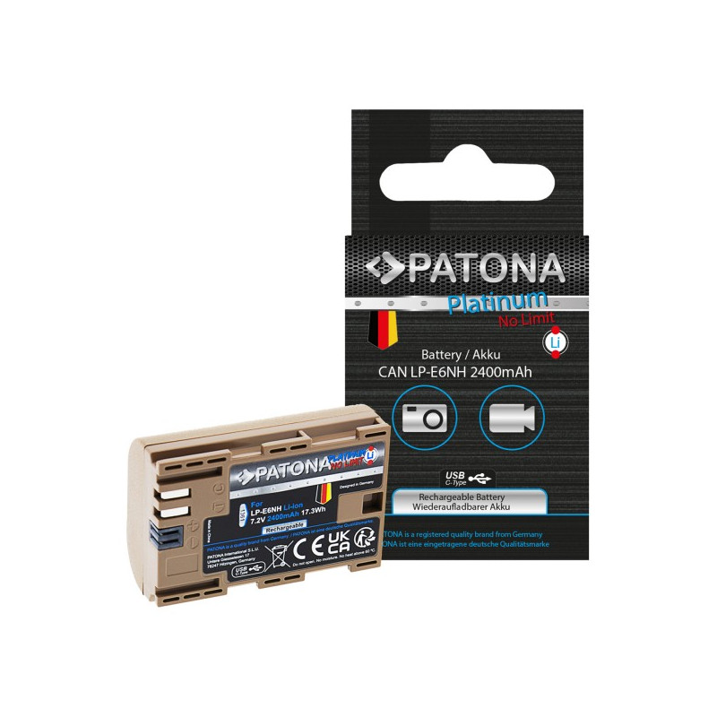 PATONA Platinum Battery with USB-C Input f. Canon LP-E6NH