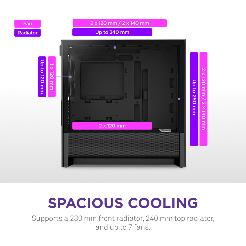 NZXT H3 Flow (CC-H31FB-01) – Kasë kompjuteri – Mid-Tower – e zezë
