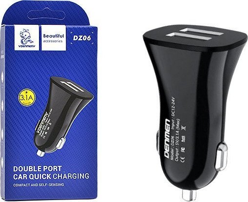 Karikues veture Vega Denmen DZ06, 3A, 2xUSB 15W, i zi