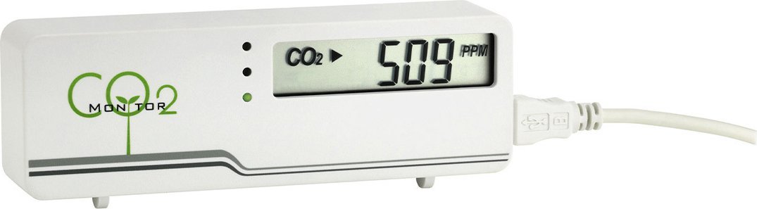 Монитор за јаглерод диоксид TFA AIRCO2NTROL Mini 31.5006.02, ЛЦД екран, УСБ напојување, бел
