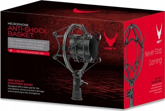 Држач за микрофон Varr Gaming Shockproof Basket, дијаметар 45-50mm, монтирање навој 5/8\", црн