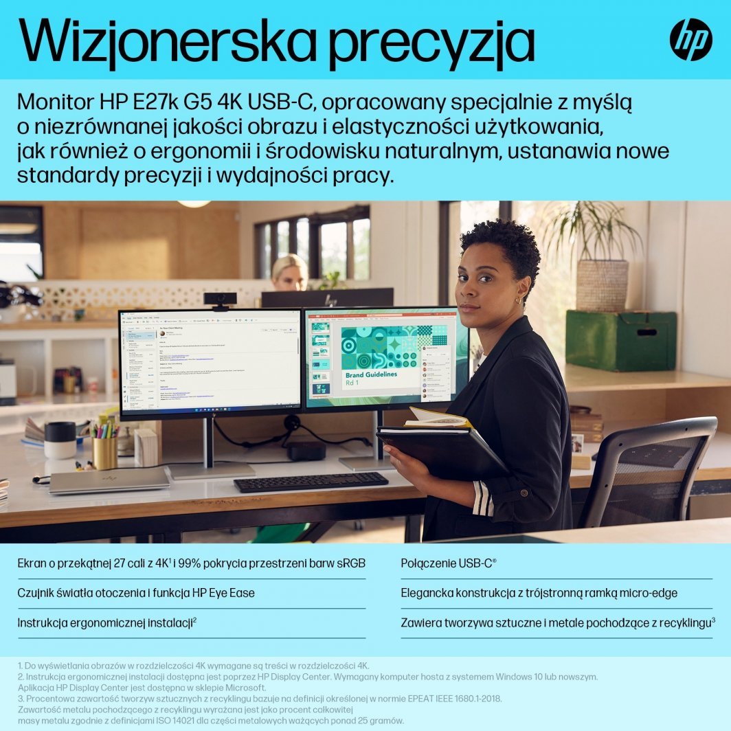 Monitor HP E27K G5, 27", 4K, USB-C 65W, i zi
